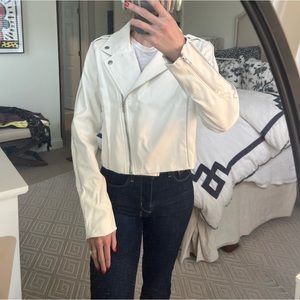 Honey Punch Faux Leather White Jacket, Size M